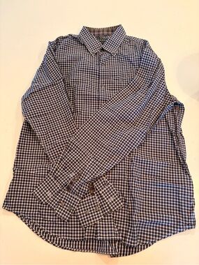 Men's Blue Check Long-Sleeve Dress Shirt